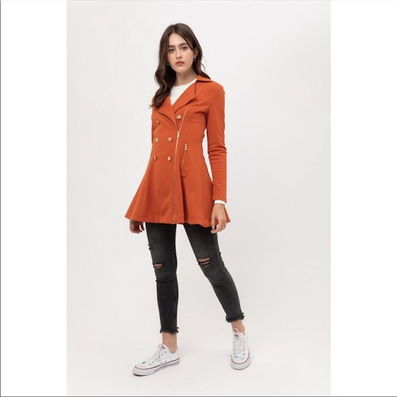 Flared Double Breasted Trench Coat - Picture 4 of 5